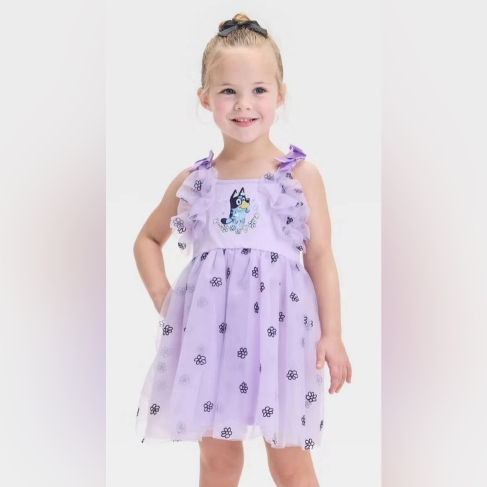 Bluey Embroidered Purple Floral Dress